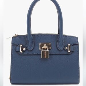 Little vegan leather bag with gold lock and top handle